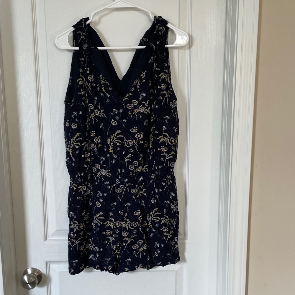 LOFT Navy Floral Jumpsuit